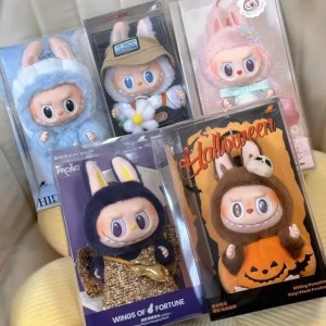 Labubu The Monsters Collection Pendant Series Spring Wild Home Cute Mokoko Pumpkin Purple Labubu Christmas Gift T250222