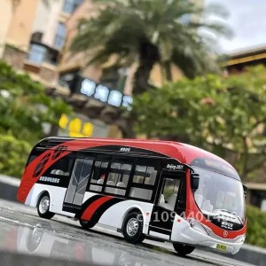 Electric tourism toys transportation buses alloy car models die-casting metal simulation toys city tourism bus models sound and light childrens toy gifts X241209