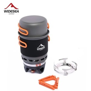 Widesea Camping Cooking System with Heat Exchanger Outdoor Gas Stove Tourist Pot Set Cup Tableware Cookware Tourism Hike y250624