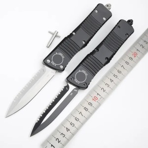 A5-Edge toothed plate Micro OTF Tech Knife Blade 60HRC Hardness Aluminum Alloy Handle Outdoor Camping Self Defense Fruit knives