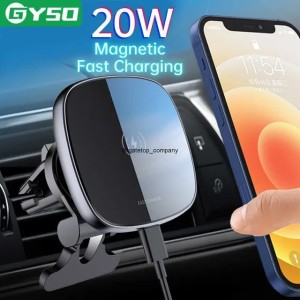 Fast Charge Gyso 20w Magnetic Car Charger Wireless Holder for Magsafing Series iphone 12 13 14 Pro Max Mini Qi Charging (black)