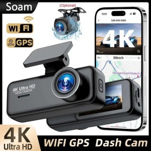 car dvr Soam 4K Ultra HD Dash Cam Car DVR Recorder Front and Rear Cam 170 wide Angle WIFI GPS Car Camera WDR Night Vision APP control R250506