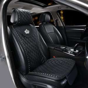 Universal Fit Black Car Seat Covers Luxury Bling Rhinestones Crown Queen Front Car Seat Cushion