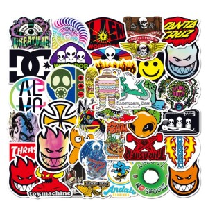 50Pcs pop Trendy brand skateboard sticker Graffiti Stickers for DIY Luggage Laptop Motorcycle Bicycle Stickers (multi colors)