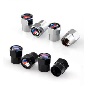 4pcs M Emblem Auto sticker Car Tire Valve Cap Tyre Air Bolt Stems Caps Auto Dustproof Cover for bmw (Silver)