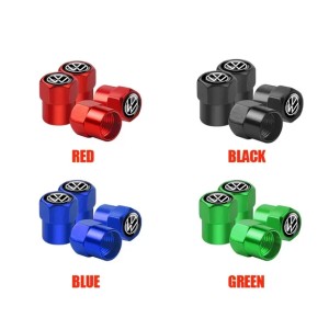 VW Tire Valve Caps Tyre Stem Covers Airdust Waterproof For Volkswagen VW Golf 7 6 5 4 Polo Tiguan Passat B6 Jetta Touran (Black)
