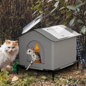 Waterproof Stray Cat House Outdoor Feral Cat Houses Enclosed Pet Tent Cold Resistant Pet House Winter Warm for Outsid (Default)