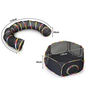Outdoor Rainbow Cat Enclosures Playground Outside House for Cats Portable Cat Tent, Circle Playpen Tunnel, for Kitty and Small Animals Within Storage Bag (Grey)