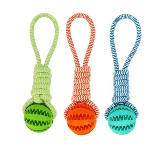 Durable Rubber Pet Rope Ball Toy for Teething - Long Lasting Chew Resistance (gold)