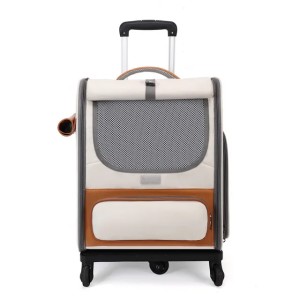 Gardner Pet Cat Carrier with Wheels and Litter Box, Rolling Soft Carrier with Breathable Mesh Windows and Locking Zippers for Long Distance Car Travel