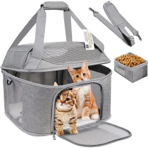Soft side pet carrier for large cat carrier, suitable for foldable travel small dog carrier, airline approved cat carrier
