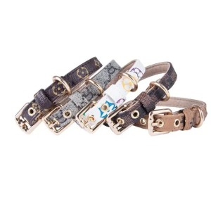 5 styles Adjustable PU Leather Pet Collars Fashion Letters Print Old wers Leashes for Cat Dog Necklace Durable Neck Decoration Accessory Pets Supplies GG1205