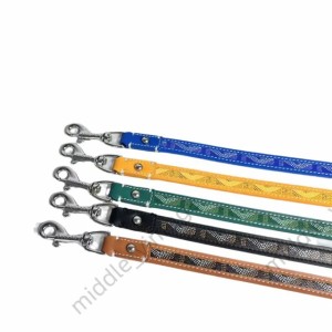 Designer Style Elegant Leather Dog Traction Set Including a Comfortable Buckle Leash for Cats and Dogs (Black)