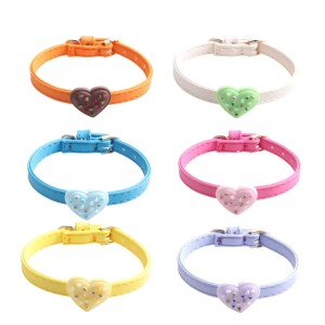 Soft Durability Leather Cat Collar with Bell and Removable Heart-shaped Cake Decoration Kitten Collar, Small and Big Cat Cute Collar for Boy Cats, Girl Cats B121