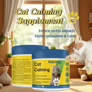 Double Bottle Calming Cat SupplementsTreats with L-Theanine and Chamomile -Stress Relief for Travel/Bathing/Thunderstorms