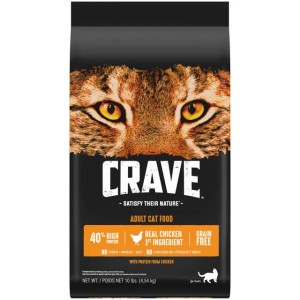 Crave Grain Free Protein Chicken Indoor Adult Dry Cat Food, 10 lbs.