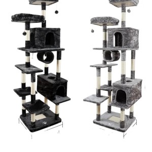 The cat climbing frame and cat tree integrated cat tower is stable, wear-resistant and scratch-resistant, easy to disassemble and assemble, easy to clean and comfortable