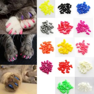20 Pcs Pet Dog Cat Paw Claw Anti-Scratch Soft Silicone Nail Caps Protective Covers Sheath For Home Nail Protector Glue Free Safe