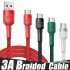 3A Type C Micro USB Braided Alloy Cables Durable High Speed DATA Charging For Android Mobile Phone 1m 2m 3m 3A Type C Micro USB Braided Alloy Cables Durable High Speed DATA Charging For Android Mobile Phone 1m 2m 3m