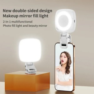 3 Modes Mini Selfie Fill Light Rechargeable Adjustable Brightness Clip On Portable LED Ring Light For Phone Video Make Up Light