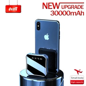 Mini power banks built-in 4 cables 30000mAh portable external battery charger power bank for Android iPhone 2USB LED display