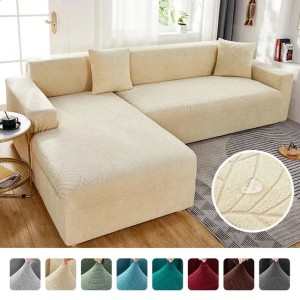 Waterproof Jacquard Sofa Covers 1/2/3/4 Seats Solid Couch Cover L Shaped Sofa Cover Protector Bench Covers 240801