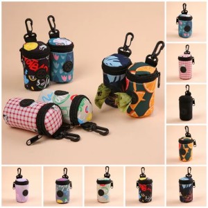 Hangable Dog Poop Bag Dispenser Portable Dogs Walking Accessory Waste Bag Holder Cute Zipper Garbage Bags Organizer Pet Supplies (Default)
