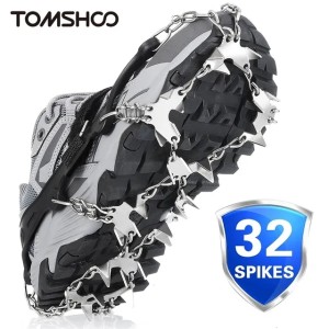 Tomshoo 32 Teeth Ice Gripper Spike for Shoes Anti Slip Hiking Climbing Snow Spikes Crampons Cleats Chain Claws Grips Boots Cover 250414bj