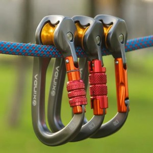 Carabiners Outdoor Pulley Carabiner Mountaineering Safety Buckle Lock Cross Strop Equipment Bearing Pulley Hook 230921