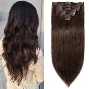 High Quality Cuticle Aligned Hair Human Hair Clip In Extensions Clip Hair Extensions Brown Black 14 To 26 Inch Factory Outlet Cheap (70g/set)