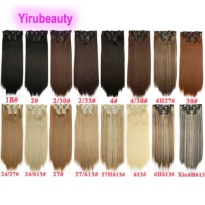 Synthetic Hair Extensions Clip In Hair 1B# 2/30# 613# 27# Color Brazilian Clips On 6 pieces/set 140g (As Pictures)