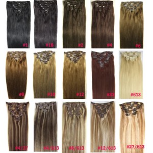 ZZHAIR 16 -32 8pcs Set Clips in/on 100% Brazilian Remy Human Hair Extension Full Head 100g 120g 140g Natural Straight