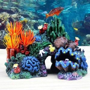 Aquarium Resin Coral Plant Shell Reef Mountain Cave Ornament Fish Tank Decor 240821 Free shipping
