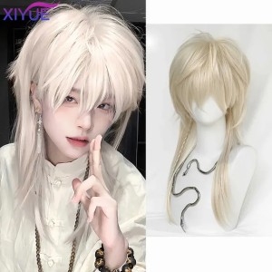 Blonde Mullet Head Wig Synthetic Long Straight Fluffy Lolita Cosplay Heat Resistant Wig Daily Party S251016