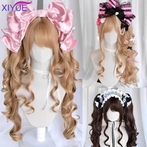 Synthetic Princess Cut Double ponytail Lolita Wig with Bangs Girl Ombre Blonde brown Cosplay Halloween Harajuku wig S251016