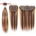 1PC Straight Highlight Human Hair Weave Bundles Brown Blonde Mix Color Lace Closure Frontal Transparent Free Part MOGUL HAIR