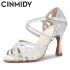 CINMIDY Satin Glitter Dance Shoes Women Rhinestone Latin Dance Shoes Ballroom Dance High Heels Party Shoes Women Wedding Shoes 240607 (Size Size Guide)