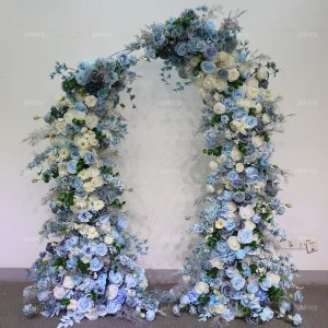 5D Blue White Rose Hyacinth Fog grass Wedding Backdrop Arch KT Board Decor Floral Arrangement Floor Flower Row Party Event Props