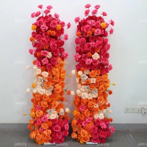 210cm Orange Pink Series Artificial Rose Hydrangea Arrangement Birthday Party Event Flower Runner Wedding Backdrop Decorations