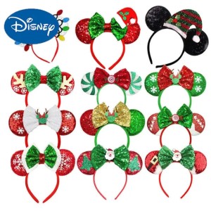 Disney Christmas Mickey Mouse Ears Headbands Festival Carnival Party Hair Headwear For Baby Girls Women Headband Kids Accessories W250625