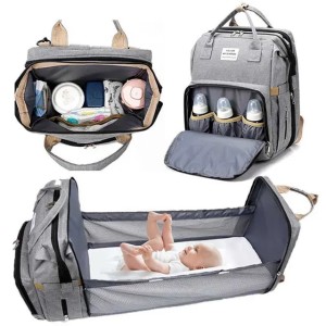Folding Mommy Diaper Bags Baby Bed Fashion Womens Bag Maternity Nappy Diaper Bags Travel Milk Bottle Backpack Nursing Bags W250307