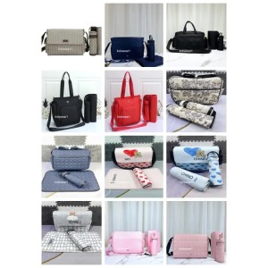 Designer Box Bag Diaper Bag Waterproof Mom bag 3 sets of diaper bags Baby baby Zipper brown check print p2