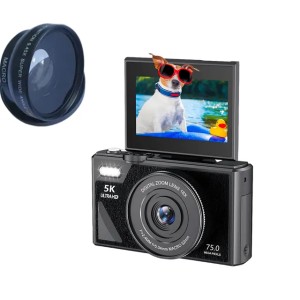 5K 4K Digital Camera 18X Digital Zoom 64MP 75MP Compact Cameras 3'' 180° Flip Screen with Flash WiFi for Photography Vlogging YouTube Vintage Video Recorder SLR DSLR