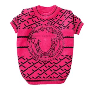 Designer Dog Clothes Brand Dog Apparel with Classic Medusa Pattern Warm Knit Dog Sweater, Soft Thickening Pet Outfit, Cold Weather Thermal Wear for Small Dogs Red S A792 (Red)