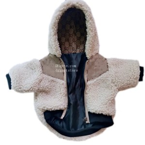 Designer Dog Clothes Brand Dog Apparel Winter Pet Coat for Small Dogs Cold Weather Warm Windproof Berber Fleece Puppy Jacket Pets Hoodie with Classic Letters XXL A429 (brown)