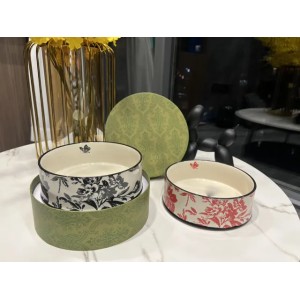 Designer Pet Bone China Classic Bowl of Dual purpose Corgi Teddy Schnauzer Cutlery Cat and Water bowl Dog food set (Red)