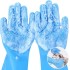 Silicone Pet Grooming Bathing Gloves Blue Pink Massaging Hair Removal for Dogs & Cats Medium 2025 Edition