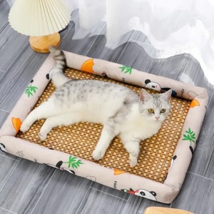Summer Pet Cat Bed Lightweight Breathable Pet Rattan Kennel Cat Nest Mat Cooling Nest Dog Bed Cool Nest for Small Medium Dogs
