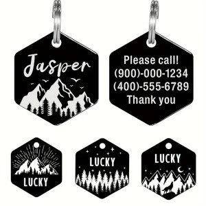 Custom Engraved Stainless Steel Dog Tag - Durable Pet ID for Collars Personalized with Your Dogs Name Contact Info 250729 (beige)