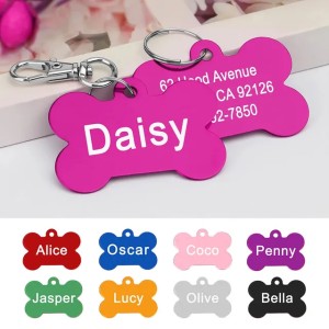 Bone Shaped Pet ID Tag Personalized Dog Cat Name Tags Anti-lost Free Engraving Collar Pendant Bone for Small Medium Large Pet 250729 (beige)